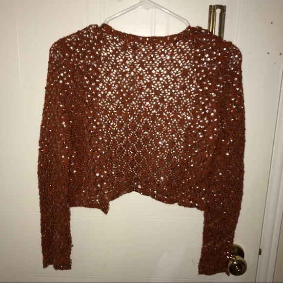 Anthropologie Sequin Embellished Crochet Cardigan - Picture 3 of 4